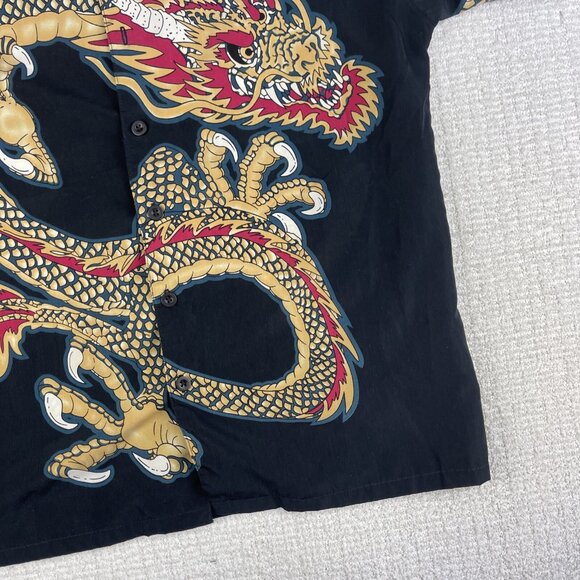 Vintage Y2k Urban Rags Dragon AOP Print Button Jersey Shirt Vtg NYC (Read) Men M - Picture 5 of 16